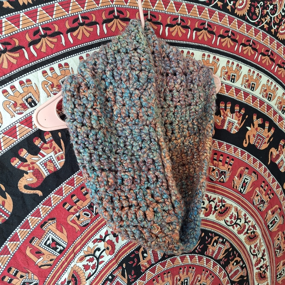 Multicolor Hand-Knit Infinity Scarf - Picture 2 of 7